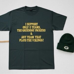 Vintage "I Support Only 2 Teams" Green Bay Packers Rivalry T-Shirt | Large